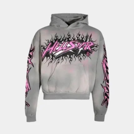 Grey And Pink Hellstar Hoodie Buy Now