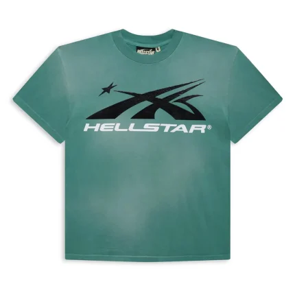 Hellstar Sport Logo Gel Tee Green Best Sale