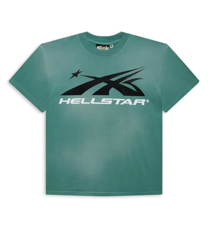 Hellstar Sport Logo Gel Tee Green Best Sale